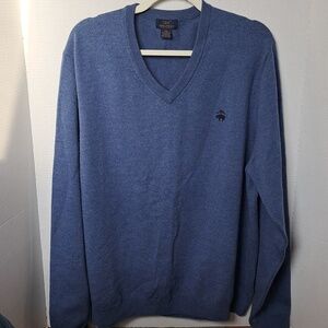 BROOKS BROTHERS "346" Extra Fine Marino Wool Men Blue Sweater XXL